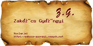 Zakócs Gyöngyi névjegykártya